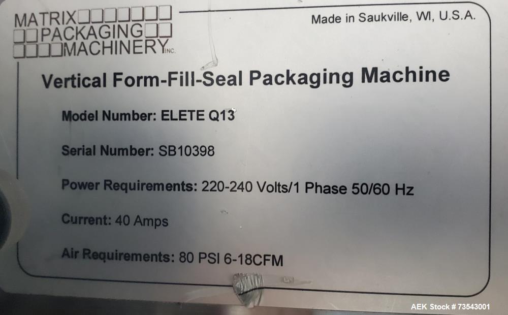 Buy Used Matrix ELETE Quad Q13 VFFS Packaging Machine – 100 BPM